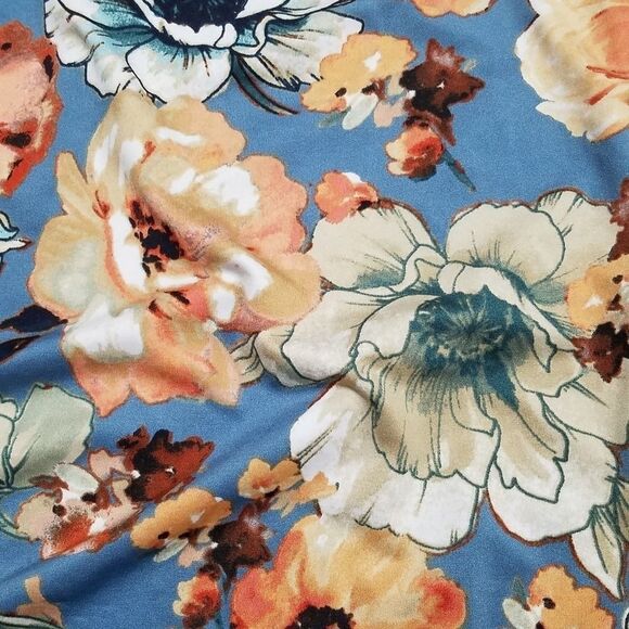 VINTAGE 80s Bedford Fair Blue Floral Skater Skirt - Picture 4 of 6